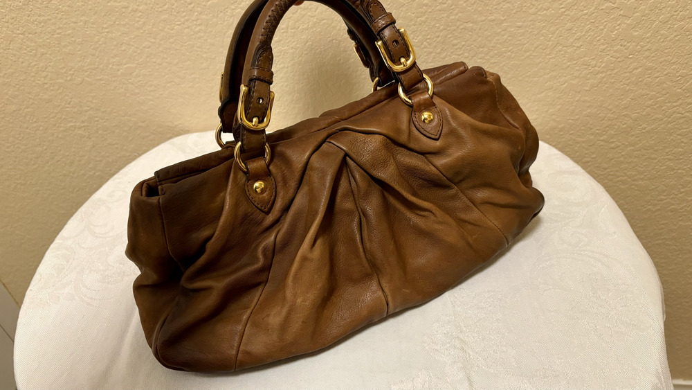 MIU MIU Nappa Antik Leather Shopping Handbag – Cammello